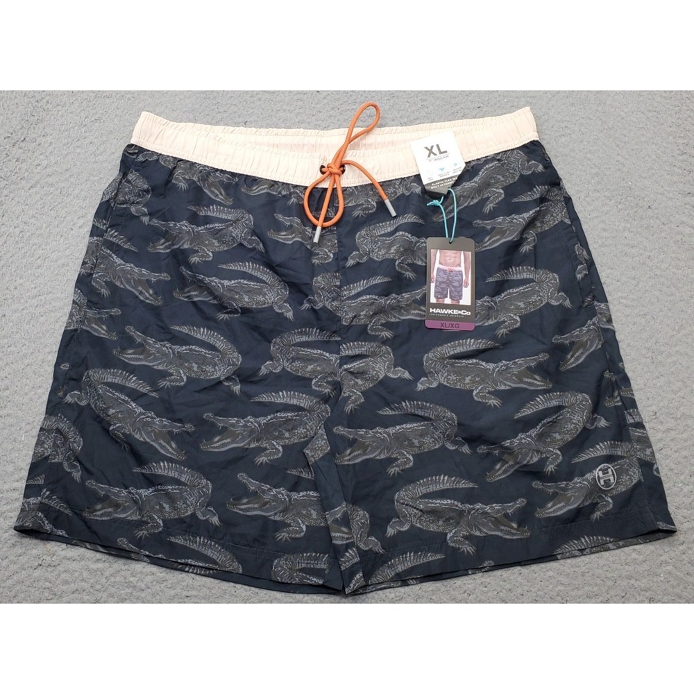 Hawke & Co Swim Trunks Mens XL Multi Alligators Print Mesh Lined Surf Surfing